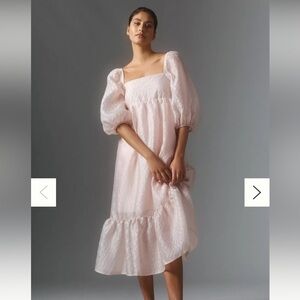 Anthropologie Textured Puff-Sleeve Dress